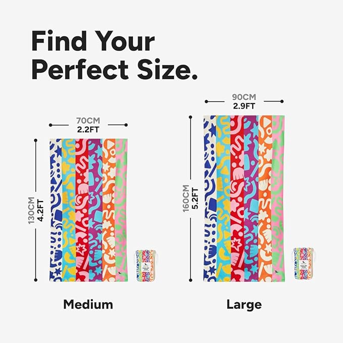 Dock & Bay Quick Drying Towel - for Sports & Gym - Compact, Lightweight - 100% Recycled - Includes Bag - Power of Positivity, Medium (130x70cm, 51x27)