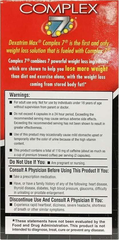 ILIOS Dexatrim Max Complex-7 | Diet Pills to Lose Weight - 7 Powerful Ingredients to Reduce Hunger & Body Fat, Fat Burner Supplements, Weight Loss Pills for Women & Men, 1 Pack w/ 60 Capsules