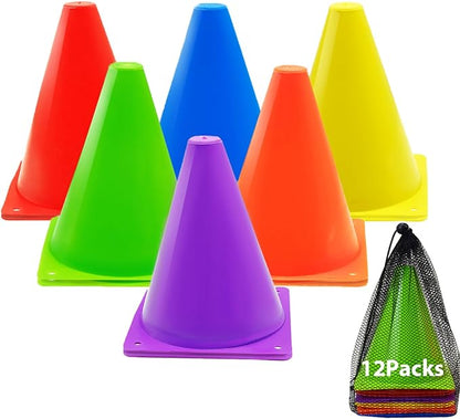 12/24/48Pcs Soccer Cones,7" or 9" Soccer Cones for Training, Multicolor Cones Sports Soccer Training Cones, Field Cones for Skating Basketball Football Drills Practice
