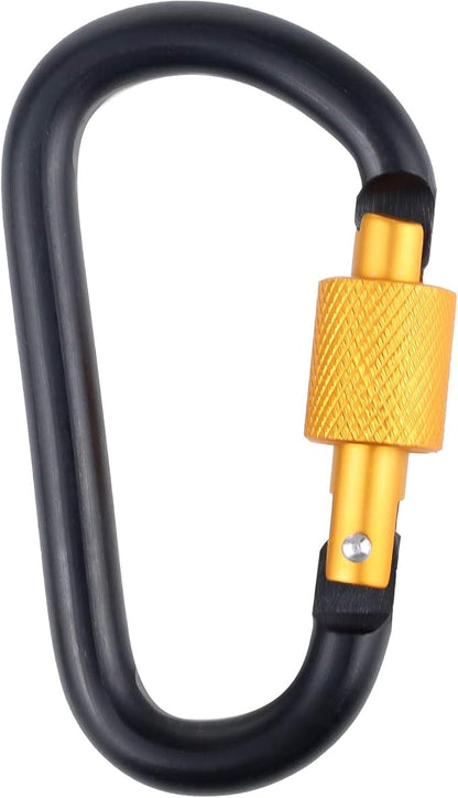 10 Pack Aluminum D Ring Key Rings Hiking Clips Locking Carabiner for Hiking Camping Fishing and Outdoor Use，Clips with Screw Gate Multicolored