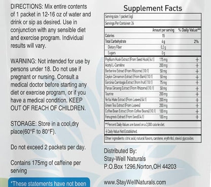 GLP-1 Supplement | Natural GLP-1 Production | GLP 1 Booster Drink Mix to Control Appetite and Cravings | Great Tasting Metabolic Support - Yerba Mate, Garcinia Cambogia, Berberine [Tropical Fruit]