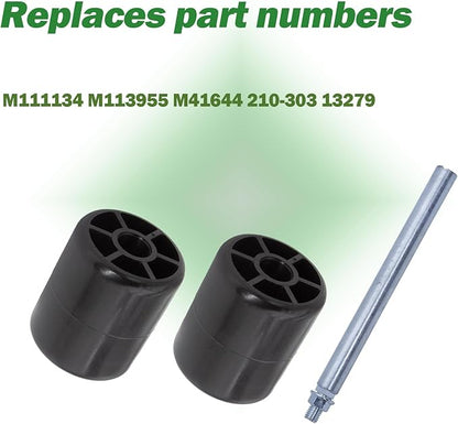 2.5" x 3" Deck Roller with Shaft Rod - Compatible With John D-eere 180, 185, 2025R, 2027R, Z655 (150+ Models) - Replaces M113955 M41644 M111134 210-303 13279