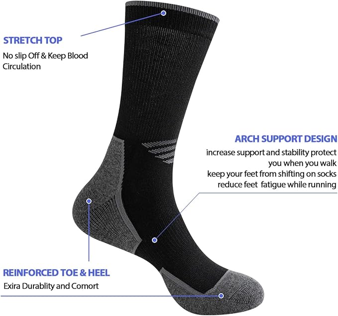 JOYNÉE 5/10 Pairs Mens Lightweight Athletic Crew Socks Cushioned Breathable Long Socks for Sports Running