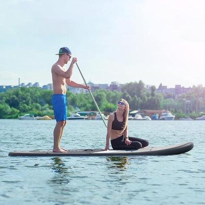 Inflatable Stand Up Paddle Board with SUP Accessories & Backpack. Paddle Boards for Adults. Non-Slip Deck, Wide Stance, Bottom Fin, Double Action Pump.