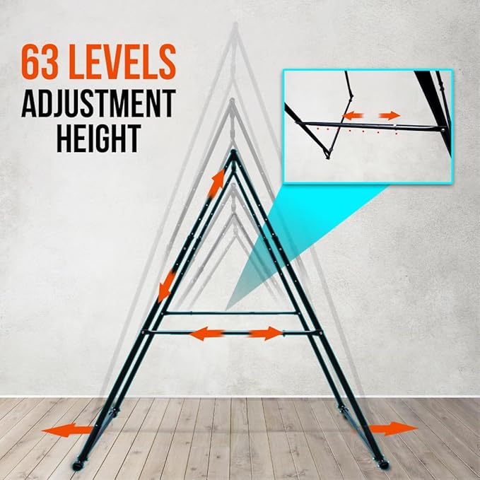 KT TOES DON'T TOUCH GROUND Foldable Free Standing Pull Up Bar Stand Sturdy Power Tower Workout Station For Home Gym Strength Training Adjustable Pullup Fitness Equipment Multifunctional Exercise Rack