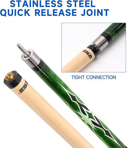 GSE Games & Sports Expert 58" 2-Piece Canadian Maple Hardwood Billiard Pool Cue Sticks for Men/Women, House or Commercial/Bar Use (Several Colors, Weight 18oz, 19oz, 20oz, 21oz Available)