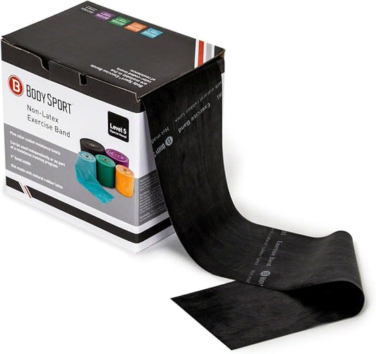 Body Sport Exercise Band, 50 yd. x 4 in. Roll, Special Heavy Resistance - Home & Gym Fitness Equipment for Stretching, Strength Training & Physical Therapy (Black)