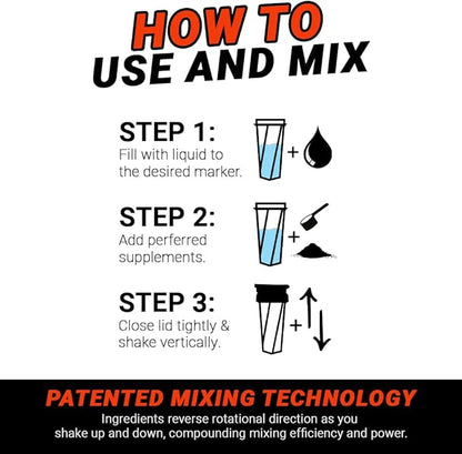 HELIMIX 1.5 Vortex Blender Shaker Bottle Holds Upto 20oz | No Blending Ball or Whisk | USA Made | Portable Pre Workout Whey Protein Drink Shaker Cup | Mixes Cocktails Smoothies Shakes | Top Rack Safe