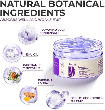 Kreain Nature Soothing Massage Pain Relief Gel, Joint Purple Gel Cooling Soothes Cream for Knees, Hand Arthritis, Lumbar, Neck and Shoulders(3.5 Ounce, 1 Pack)