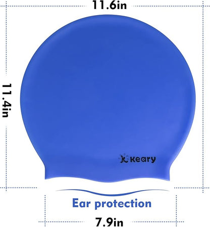Keary Extra Large Swim Cap for Braids and Dreadlocks Extensions Weaves Long Hair, Waterproof Silicone Cover Ear Bath Pool Shower Swimming Cap for Adult Youth to Keep Hair Dry, Easy to Put On and Off