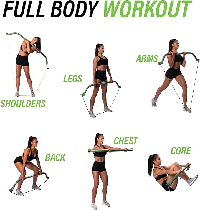 Lite Gorilla Bow Portable Home Gym Resistance Bands and Bar System for Travel, Fitness, Weightlifting and Exercise Kit, Full Body Workout Equipment Set