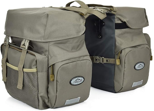 FANWU 50L Bike Panniers Bicycle Commuting Bag Waterproof Saddle Bags with Rain Cover for Bicycle Rear Rack Carrier, Support for Width Less Than 7 inches Bike Rack