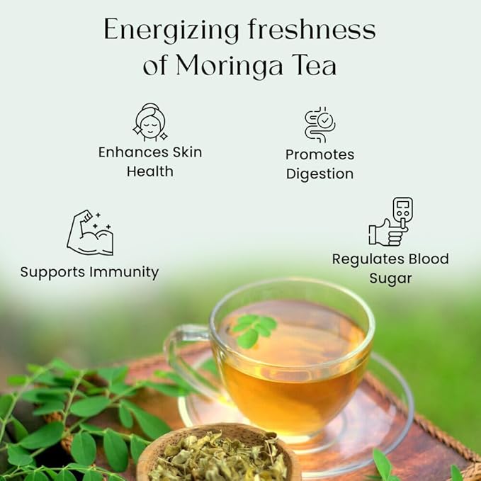 Blendart Moringa Tea Bags (50 Count) Caffeine Free, Pure Moringa Leaves | Sweet and Light Herbal Tea Bags,