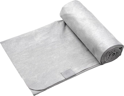 Eunzel Hot Yoga Towel, Super Absorbent Yoga Mat Towel Soft Suede Microfiber Non-Slip Towel for Bikram Pilates and Yoga Mats 72" x 26.5", Light Grey