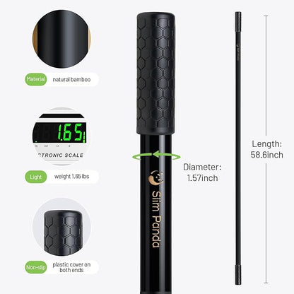 Slim Panda Yoga Stick, 5ft Natural Bamboo Stick with Rubber Ends, Exercise Stretching Stick for Yoga, Stretching, Balance and Correcting Posture, Rehabilitation Physical Therapy Aids