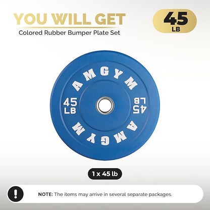 2 Inch Bumper Plates，10-500lbs，Barbell Rubber Olympic Weight Plates Set for Home Gym, Strength Training & Weight Lifting, Multiple Options Colors