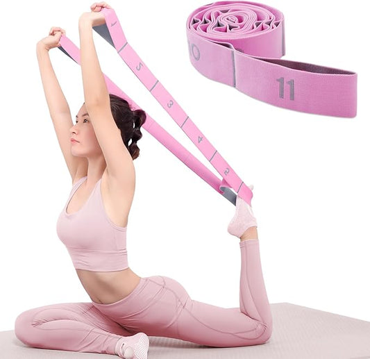 11 Loops Stretch band - Yoga, Pilates, Ballet, and Physical Therapy Stretching strap for Flexibility, Leg Stretching, and Exercise - Durable Stretching equipment for Dance and Fitness