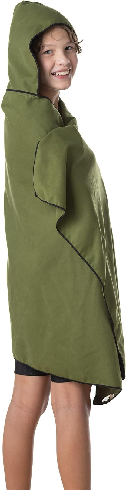 Flow Hydro Sport Towel - Microfiber Quick Dry Swimming Towels for Swim, Pool, Triathlon, and Other Water Sports in Medium, Large, Extra Large, and Hooded Sizes (Army Green, Large w/Hood)
