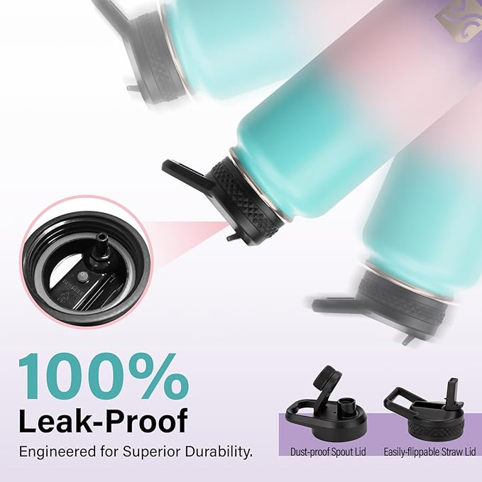 Insulated Water Bottle | Thickened Stainless Steel Vacuum Metal | Portable Sports Water Jug for Gym and Hiking with Straw, Carrier Bag, Handle Strap | BPA-Free 40 oz