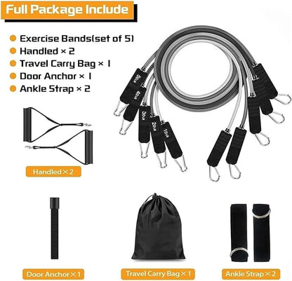 VEICK Resistance Bands, Exercise Bands for Working Out with Handles, Elastic Workout Bands for Men Women, Exercising Bands for Strength Training Equipment at Home Gym