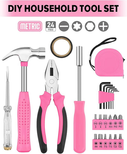 24pcs Home DIY Tool Kit for Household, Office & Garage - General Repair Small Hand Tool Set with Storage Case