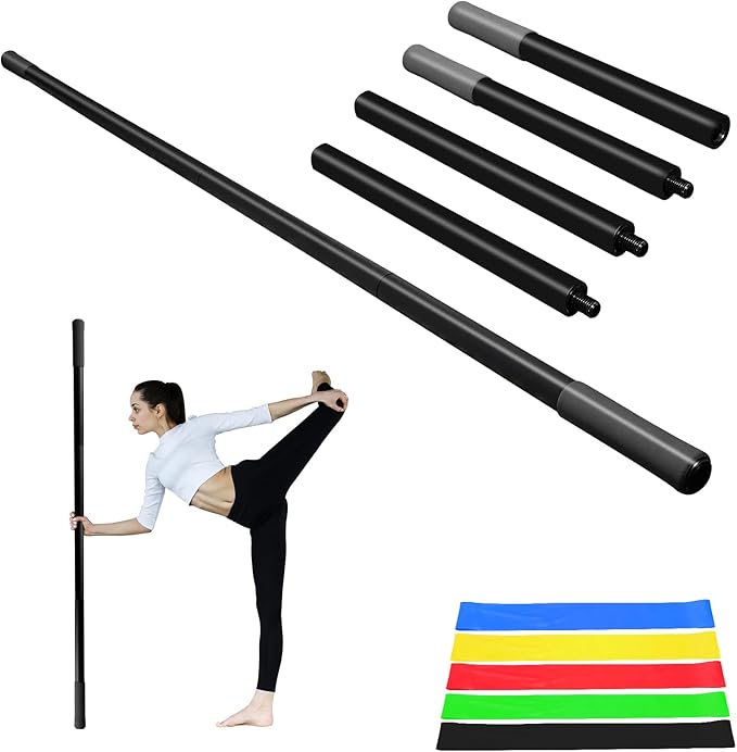 5ft Yoga Stick - Sturdy Steel Adjustable Stretching Stick for Mobility,Flexibility & Balance | Non-Slip Ends & Foam Handles | Exercise Pole for Fitness,Physical Therapy,Posture Correction
