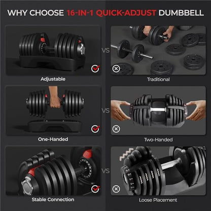 Yaheetech Adjustable Dumbbells Set 28LB/40LB/52.5LB/90LB, Fast Adjust Weight Set Pair