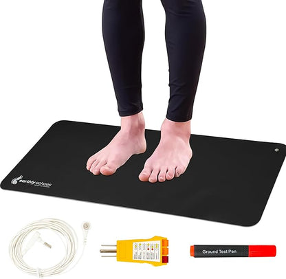 Grounding Mat for Feet, Chair & Yoga | Earthing Grounding Mat for Pain Anxiety Pain Relief, Inflammation | Spacious Grounding Pads for Sleep & Wellness | Includes Grounding Tester, Cable & Mat Tester