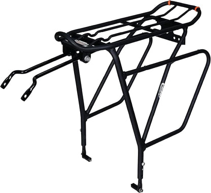 Ibera Bike Rack - Bicycle Touring Carrier Plus+ for Disc Brake/Non-Disc Brake Mount, Fat Tire Bikes, Frame-Mounted for Heavier Top & Side Loads, Height Adjustable for 26"-29" Frames