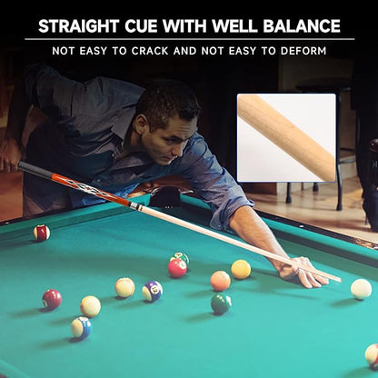 GSE Games & Sports Expert 58" 2-Piece Canadian Maple Hardwood Billiard Pool Cue Sticks for Men/Women, House or Commercial/Bar Use (Several Colors, Weight 18oz, 19oz, 20oz, 21oz Available)