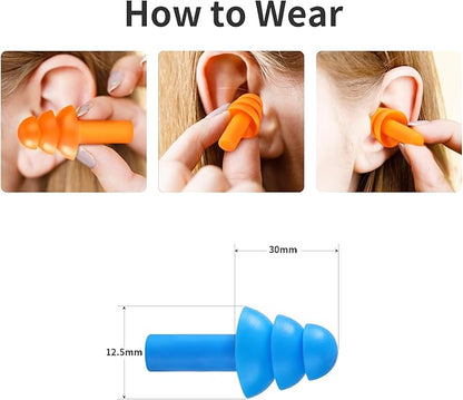 Ear Plugs for Swimming, Soft Ear Plugs for Sleeping Noise Cancelling, Reusable Ear Plugs for Noise Reduction, Ear Protection, Silicone Earplugs for Swimming, Sleeping, Snoring, Work, Concerts, 8 Pairs
