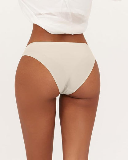 FINETOO 6 Pack Women’s Seamless Hipster Underwear No Show Panties Invisibles Briefs Soft Stretch Bikini Underwears XS-XL