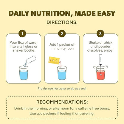 Feel Goods Immunity Icon, Zero Sugar, Vitamin C, A, B, D, E & Zinc, Organic Elderberry, Ashwagandha, Drink Mix Powder, Vegan, Non GMO, Caffeine & Gluten Free | Wild Berry, 15 Count