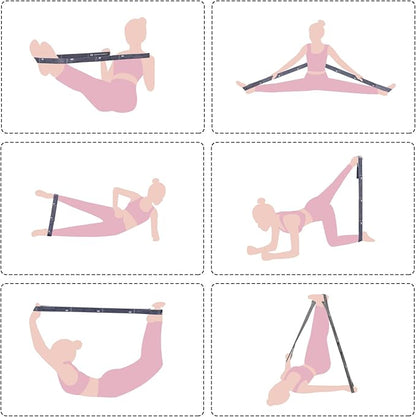 Yoga Strap for Stretching - 8 Loops Stretching Strap - Essential Yoga Accessories for Flexibility and Enhanced Stretching - Ideal Stretch Strap in Yoga and Pilates