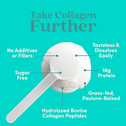 Further Food Unflavored Collagen Peptides Powder, Grass-Fed Pasture-Raised Hydrolyzed Type 1 & 3 Protein, Gut Health + Joint, Hair, Skin, Nails, Paleo Keto Sugar-Free 9.88 oz