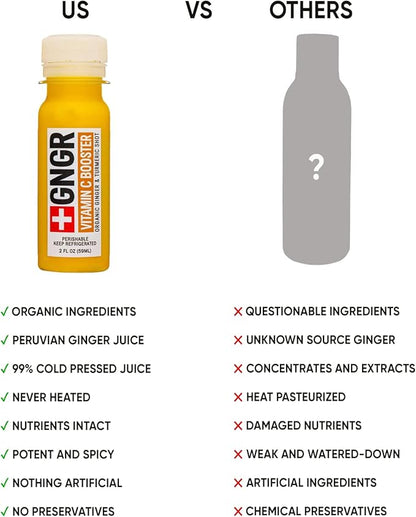 '+GNGR 24 Shots Variety Pack of Organic Immunity Boosting Ginger Shots - Cold Pressed Ginger Shots for All Natural Digestive and Immune Support - Nothing Artificial - USDA Organic (2 Fl Oz, 24 Pack)