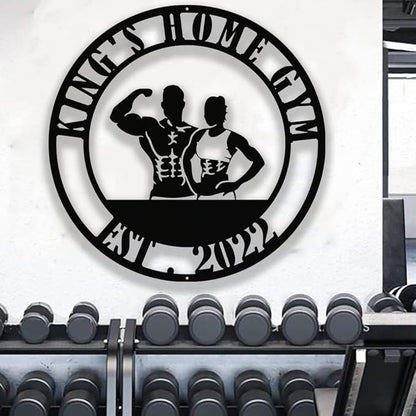 Gym Metal Wall Art Personalized Custom Name Fitness Decor, Workout Room Powerlifting Sign, Home Garage Center Motivational Gift for Women, Men, Dad, Papa, Grandpa, Mother, Sister, Girls, Family