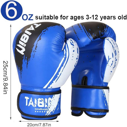 2-in-1 Boxing Gloves and Punching Mitts Set for Kids Youth,6 oz Kids Boxing Gloves and Boxing Pads,Boxing Training Equipment for Punching Bag,Kickboxing,Gift for Boys and Girls