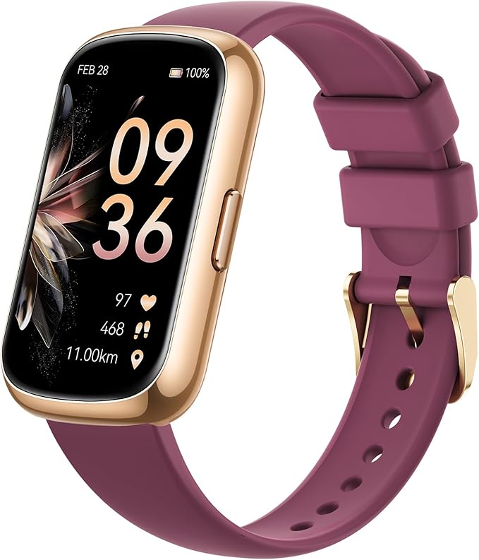 Health Fitness Tracker for Women Men: Fitness Smart Watch for Woman with 24H Heart Rate Monitor Blood Oxygen Sleep Tracker Calorie Step 5ATM Waterproof Activity Trackers for iPhone Android - Burgundy