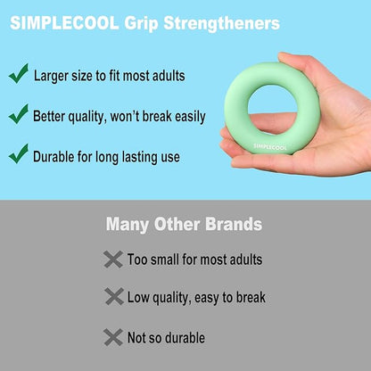 Grip Strength Trainer Hand Gripper Strengthener. Hand Finger Wrist Forearm Workout Exerciser for Strength Training Rock Climbing Athletes Rehabilitation Stress Relief. Silicone Rings 3.5 Inch.