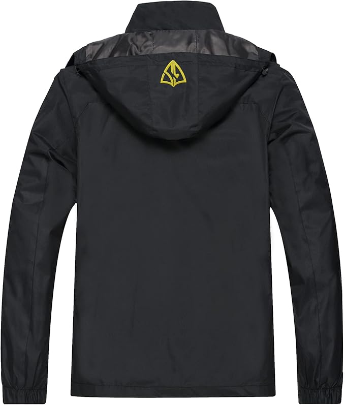 GIISAM Mens Windproof Jacket Waterproof Lightweight Mountain Sport Jacket for Men Hooded Windbreaker Raincoat