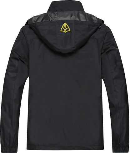 GIISAM Mens Windproof Jacket Waterproof Lightweight Mountain Sport Jacket for Men Hooded Windbreaker Raincoat