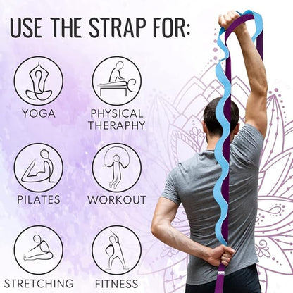 TECEUM Stretching Strap for Yoga & Physical Therapy – 10 Loops – Non-Elastic Leg Stretch Straps for Stretching, Exercising, Pilates, Post-Injury Rehabilitation for All Levels – Men & Women