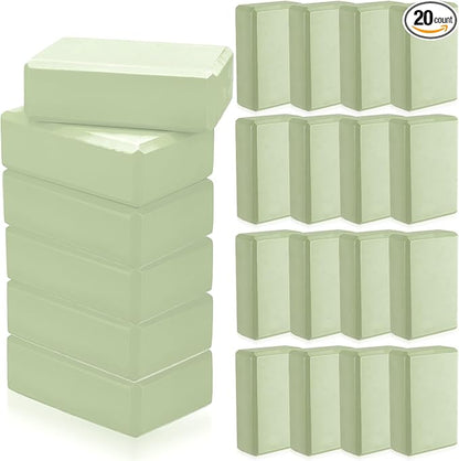 Outus 20 Pcs Yoga Blocks Bulk 9 x 6 x 3 Inch High Density Bricks to Improve Strength Flexibility Balance Soft Non Slip Gymnastic Blocks for Yoga Sports