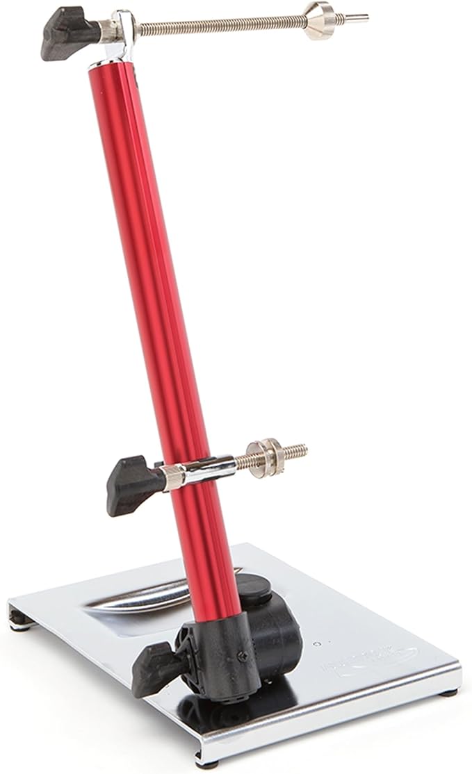 FEEDBACK SPORTS | Pro Truing Stand with Thru Axle Adapter | Compact and Portable Lightweight Aluminum | Integrates With Repair Stand | Precision Spring-Loaded Tip Verifies Lateral True