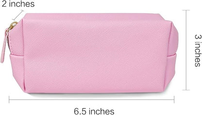 Leather Makeup Bag Set - Womens Small Cosmetic Bag for Purse with Pencils, Large Black Relavel Makeup Bag for Purse - Perfect for Travel and Daily Use