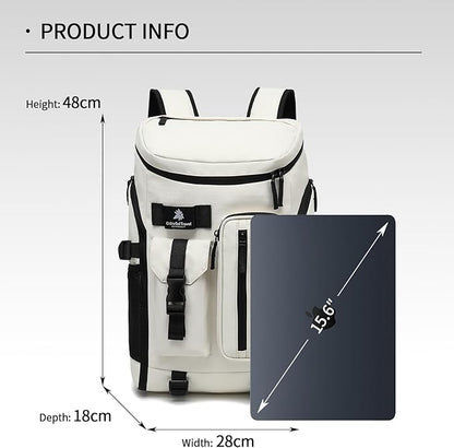 Gym Duffle Tennis Bag Backpack 4-Way Waterproof with Shoes Compartment for travel Sport Hiking laptop (Sea salt white02)