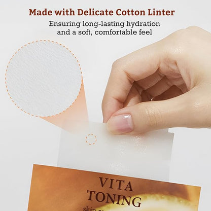 LEADERS Vita Toning Skin Renewal Mask – Nourishing & Revitalizing Sheet Mask for Healthy Skin | Soft, Breathable, & Skin Friendly Face Mask – 10 Sheets