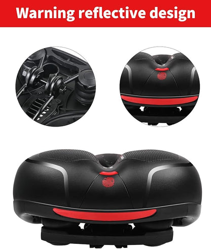 MSDADA Comfortable Bike Seat Cushion - Wide Bicycle Seat Comfort for Men Women with Dual Shock Absorption - Memory Foam Padding, Waterproof Bike Saddle for Stationary, Exercise, Mountain, Road Bikes