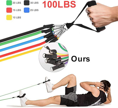 Resistance Bands Set, Himaly Exercise Bands Strength Training Fitness Bands Workout Elastic Bands with Legs Ankle Straps, Door Anchor, Handles & Carry Bag for Home Outdoor Workouts